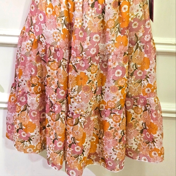 Emerald Sundae Blush Pink/Gold Floral Back Tie Cut-Out Mini Dress,Large,NWT - Picture 11 of 16